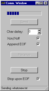 The communication utility window of the FX-870P emulator